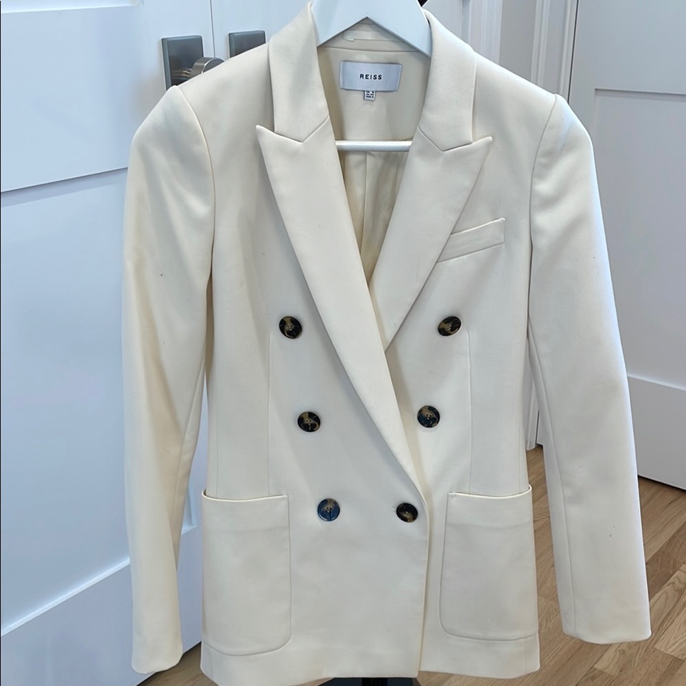 Reiss Cream Double-Breasted Blazer